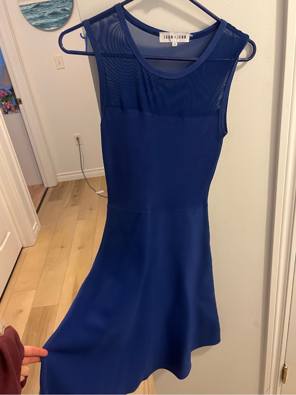 JOHN + JENN Sleeveless Royal Blue Midi Fit-and-Flare Dress